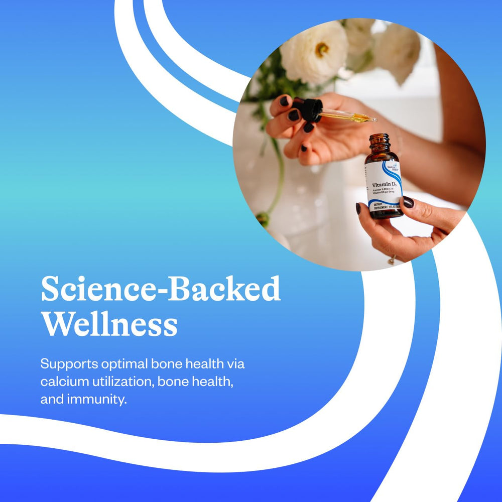 Seeking Health Vitamin D3 Drops allergen-free formula label visible.