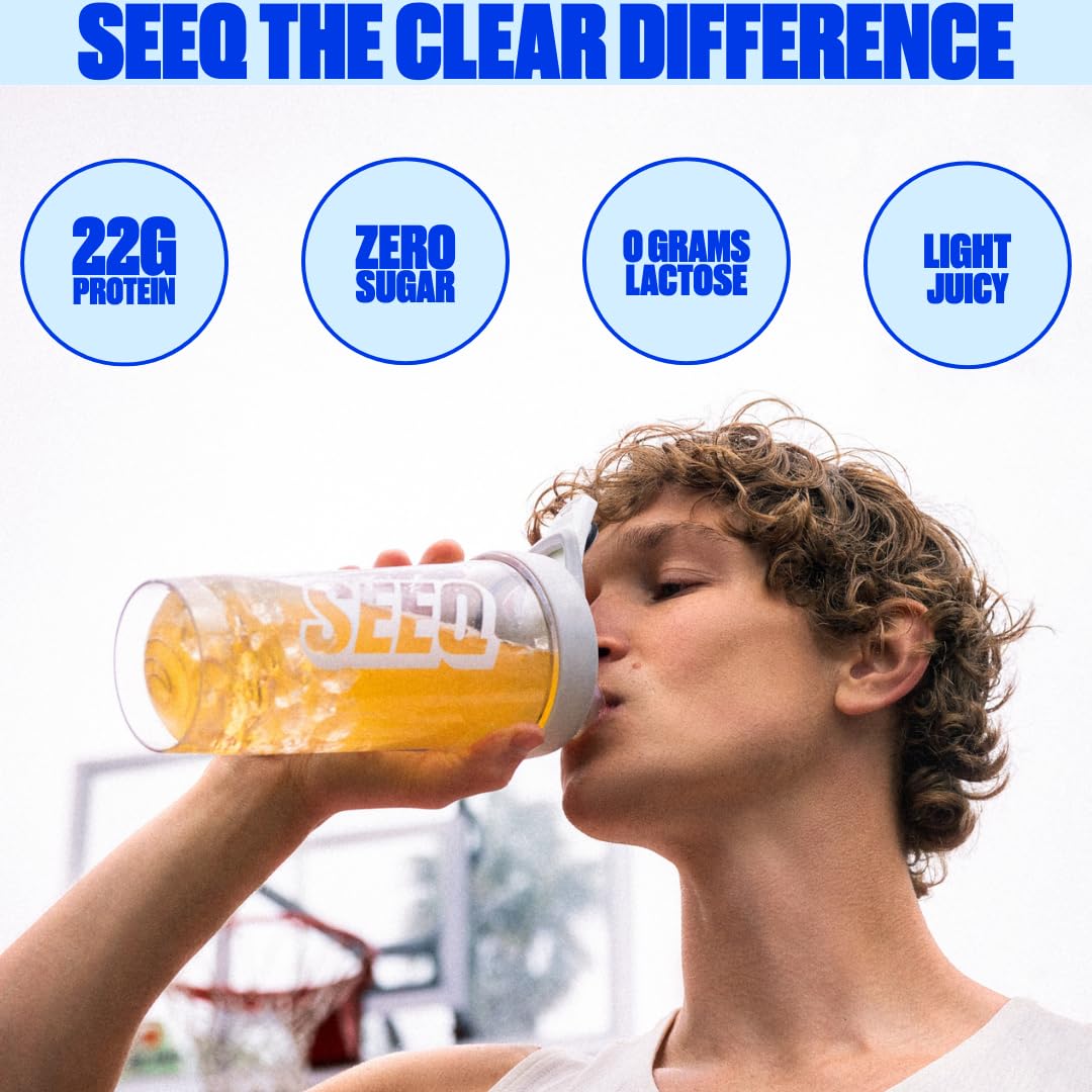 SEEQ Blue Razz Freeze shaker ready to mix a light protein drink