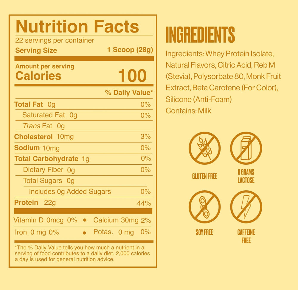 SEEQ Clear Whey Isolate Mango Pineapple ingredient closeup with protein blend
