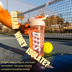 SEEQ Clear Whey Isolate Mango Pineapple post-workout scene ready to refuel