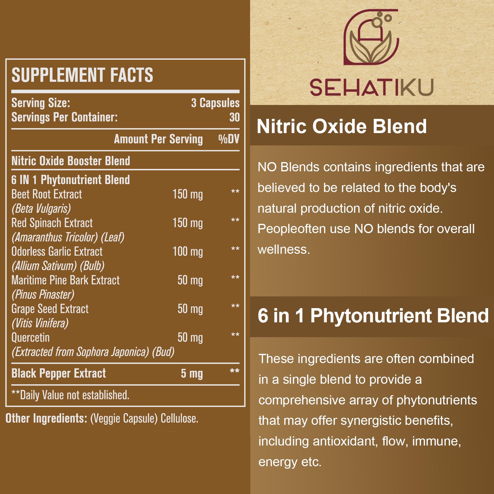 SehatiKu Nitric Oxide pills closeup ready for daily use