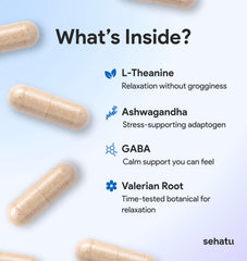 Close-up of SEHATU Relax Plus capsules highlighting calm mood benefits