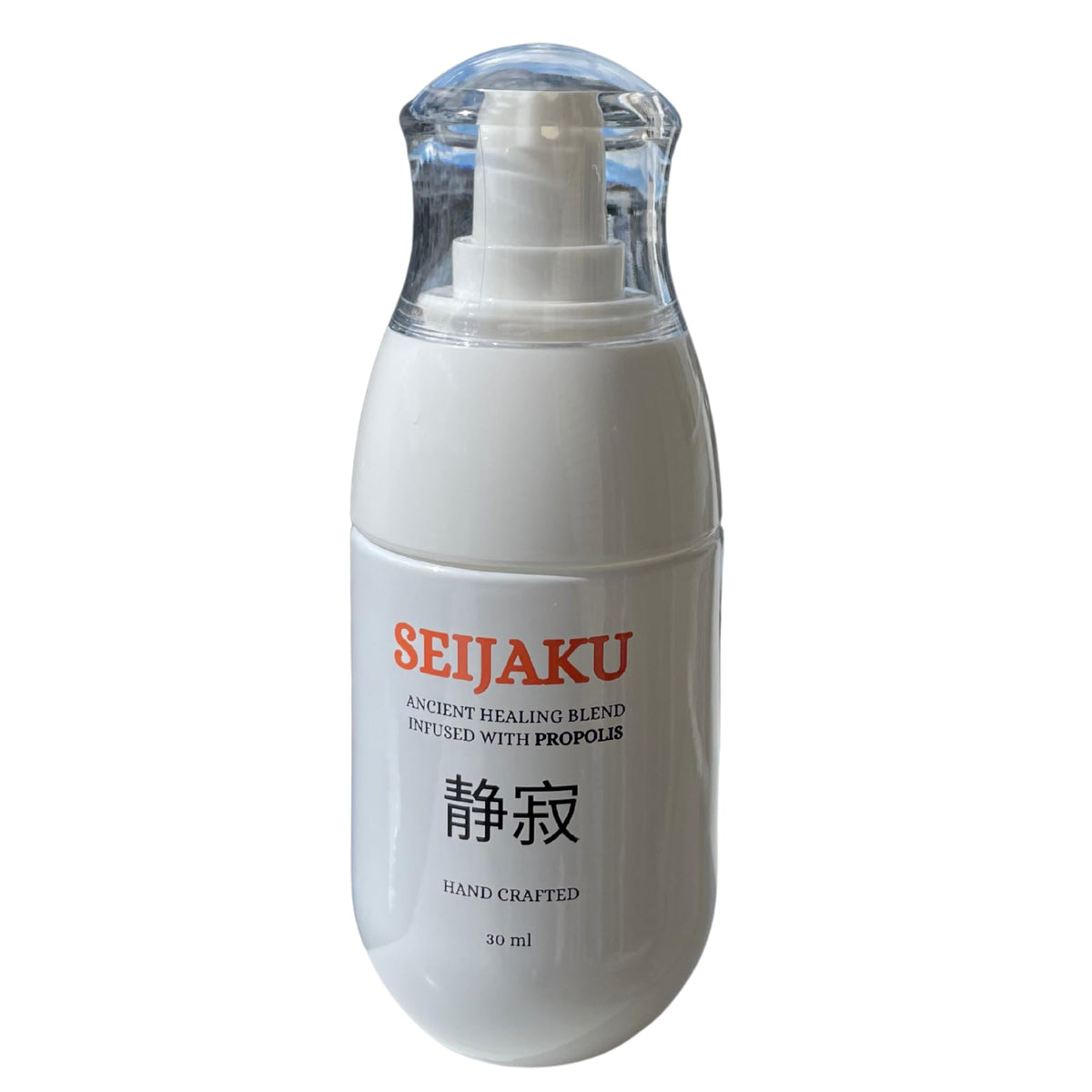 Seijaku ancient healing blend bottle in a glass container for discreet home use