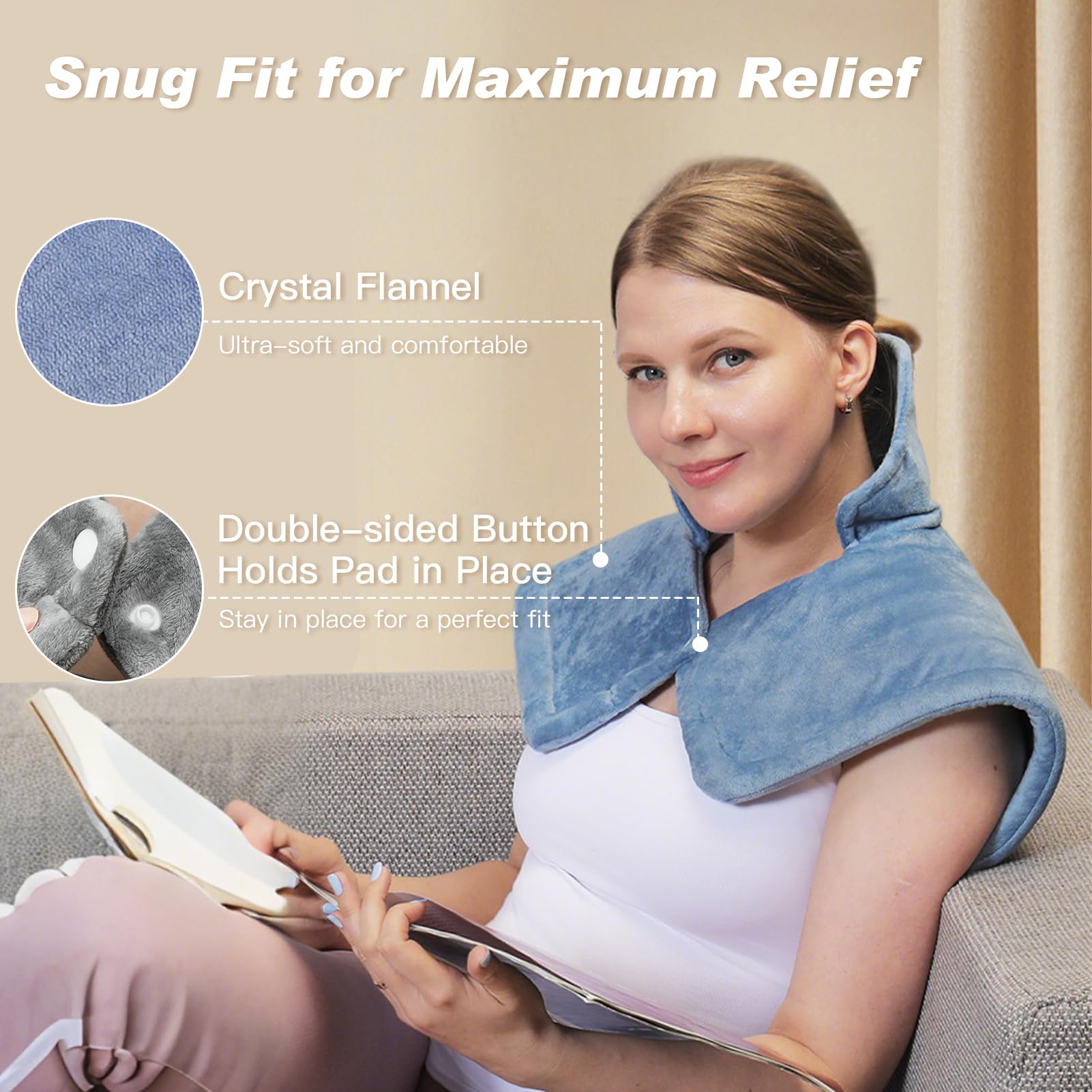 SEISSO heating pad blue control panel for easy temperature control