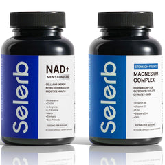 Selerb NAD+ plus Magnesium Bundle bottle front, highlighting dual-action energy support.