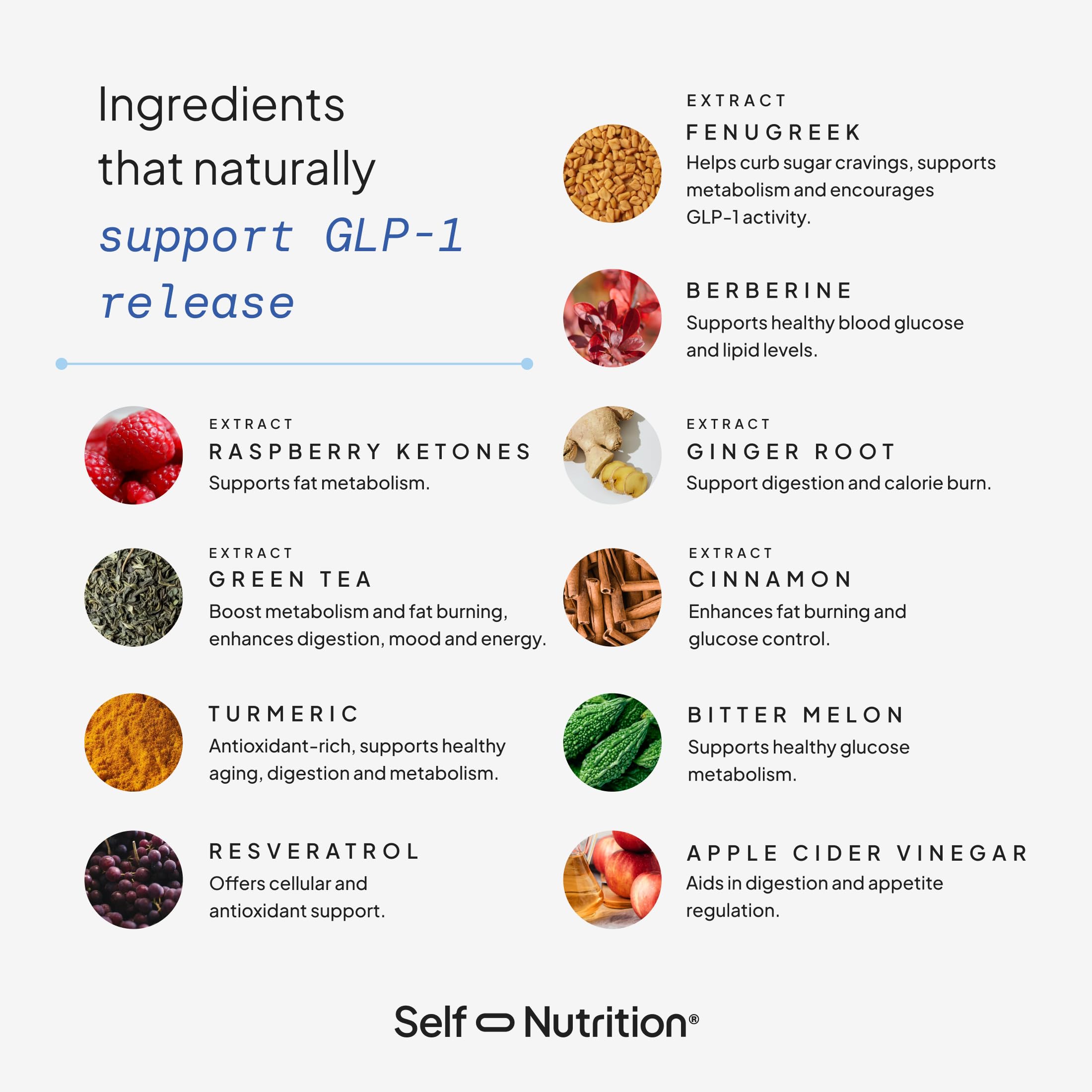 SELF NUTRITION Fenugreek extract supports balanced appetite visually.