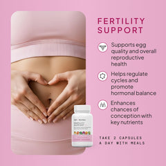 SELF NUTRITION Fertility Support capsules closeup showing high-quality vegan capsules