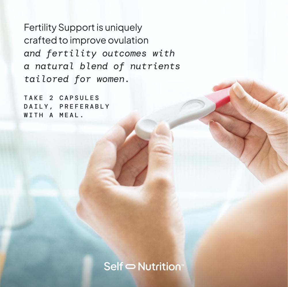 SELF NUTRITION Fertility Support vegan and gluten-free label signals lifestyle compatibility