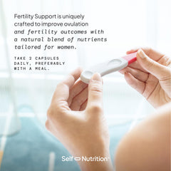 SELF NUTRITION Fertility Support vegan and gluten-free label signals lifestyle compatibility