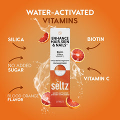 Seltz Enhance tablet dissolving in water with fizz.