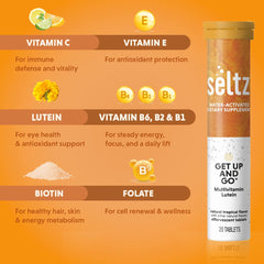 Seltz Get Up and Go tropical flavor tablet in water on the go