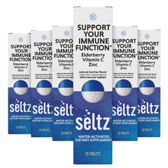 Seltz berry immune support tablets dissolving in water.