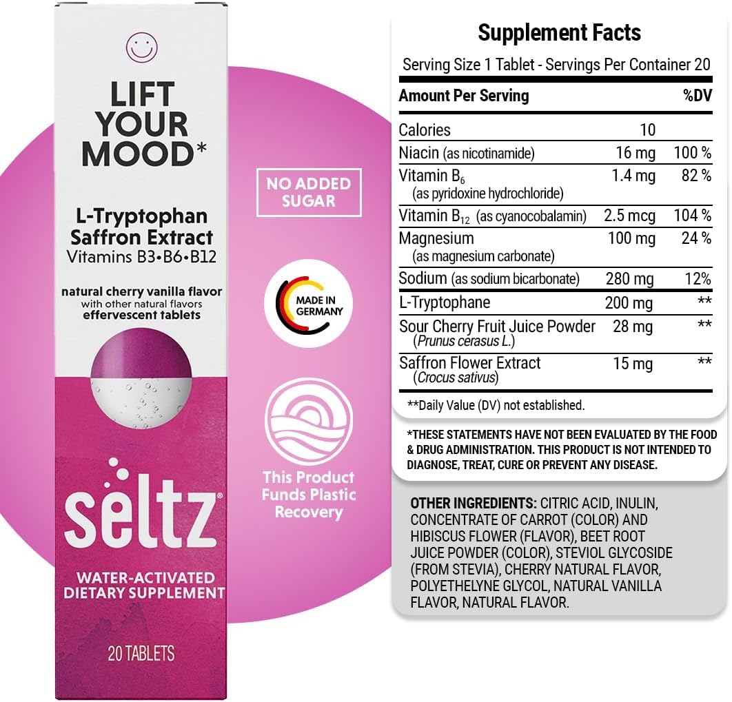 Seltz 6-pack packaging of 20 tablets ready for daily routine.