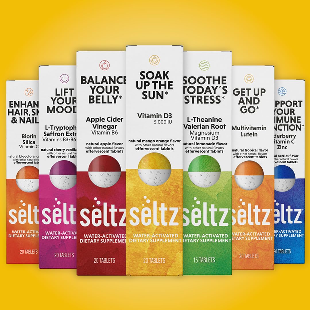 Seltz Soak Up The Sun mango-orange flavor image highlighting no sugar added.