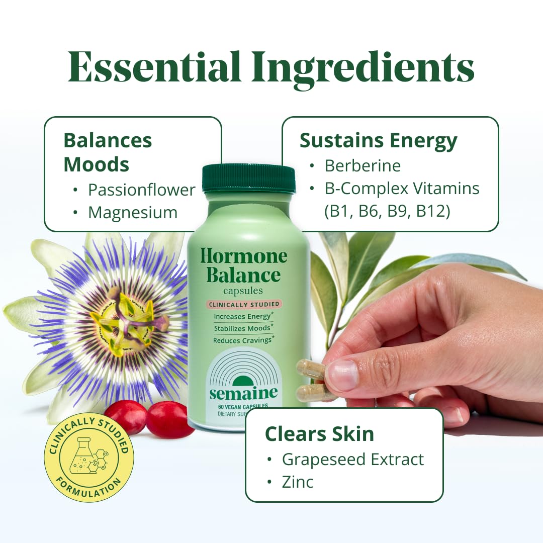 Semaine Hormone Balance berberine phytosome focus emphasizing active formulation.