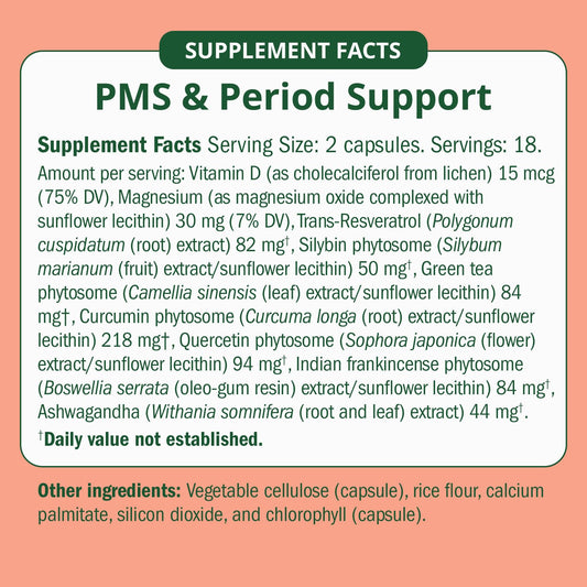 Semaine PMS Relief capsules close-up showing easy-to-take form to support the cycle.