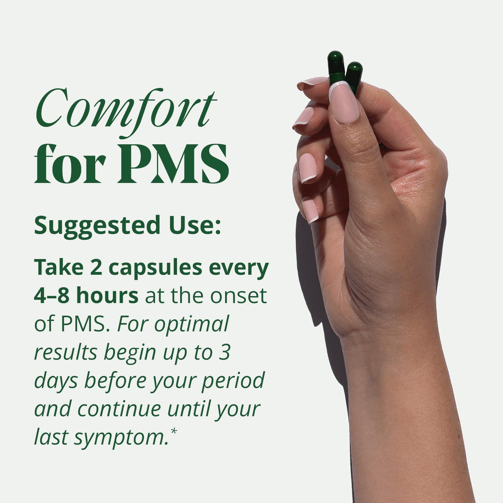 Semaine PMS Relief on bathroom shelf ready for pre-period support.