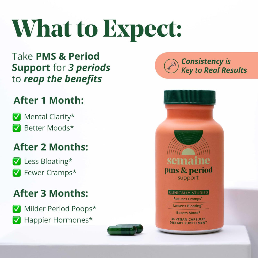 Semaine PMS Relief take capsule with water, a simple daily ritual.