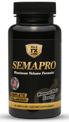 SEMAPRO bottle image showing a natural formula for energy support and semen health.