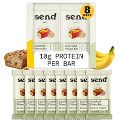Send Bars Banana Bread bar front view showing real ingredients for on-the-go energy