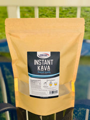 SENIOR KAVA powder being stirred into a beverage for instant mix