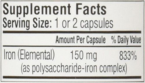 Packaging of Senokot NU-IRON 150mg; clear label and dosage.