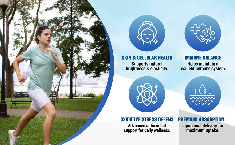 Senseofeeling Liposomal Glutathione label with GMP and gluten-free notes