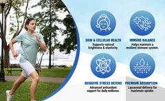 Senseofeeling Liposomal Glutathione label with GMP and gluten-free notes