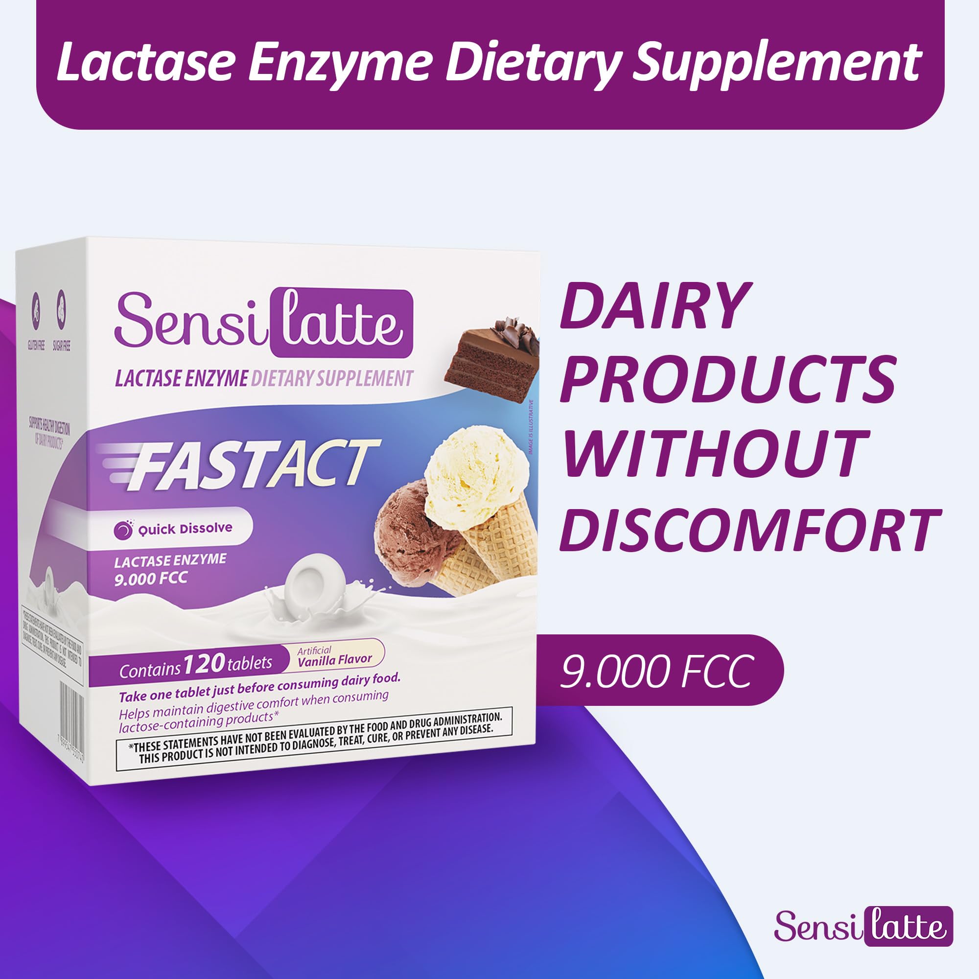SENSI LATTE lactose-friendly breakfast, lunch, and dinner option.