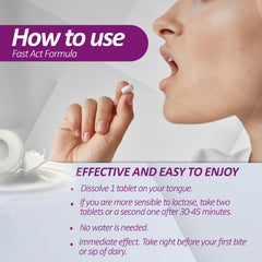 Sensilatte natural flavor tablets beside milk and yogurt, ideal for daily use.