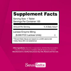 Sensilatte strawberry flavored tablets for lactose digestion on the go