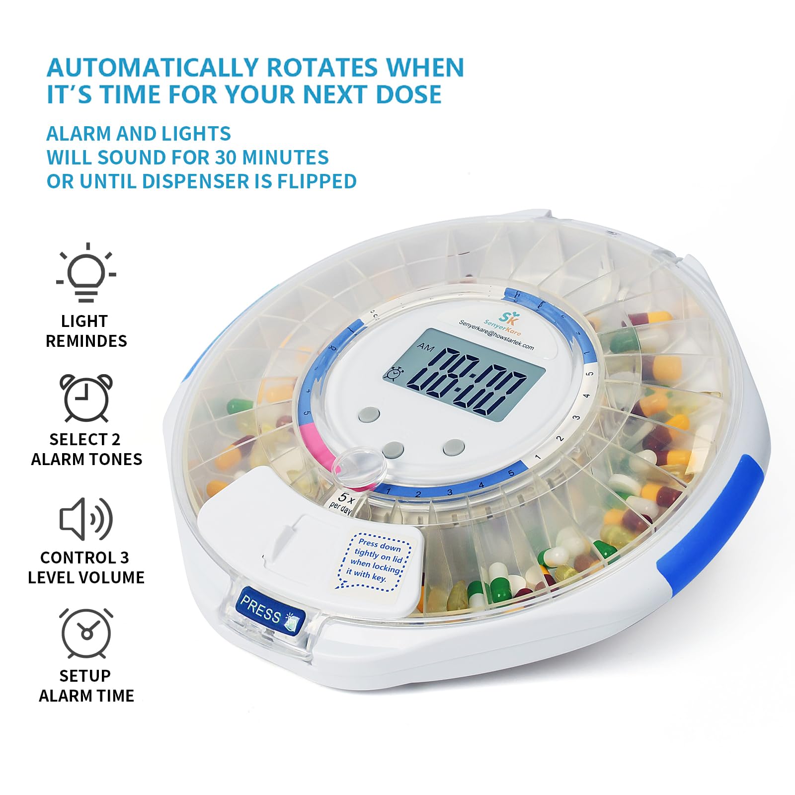 Senyerkare senior-friendly latch for easy access to pills