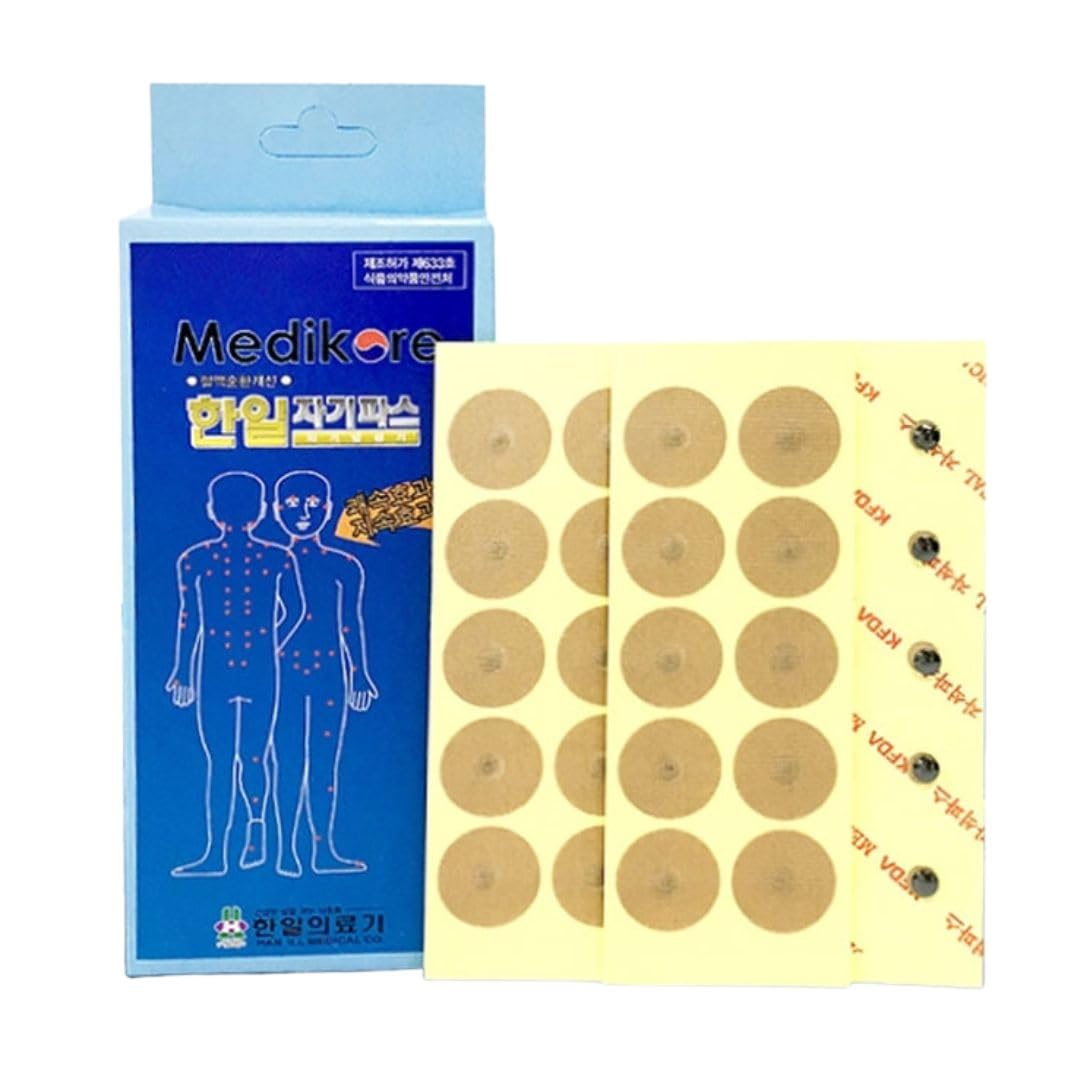 Seoulika HanIl ACU-Magnetic Patches placed on wrists for subtle magnetic support.