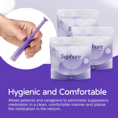 Sephure disposable applicator with barrel and plunger for hygienic use.