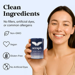 Seraph Acne Supplement zinc and vitamin A image highlights sebum control.