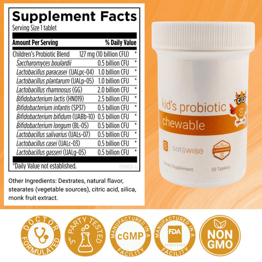 Serawise probiotic label close-up with clear ingredients