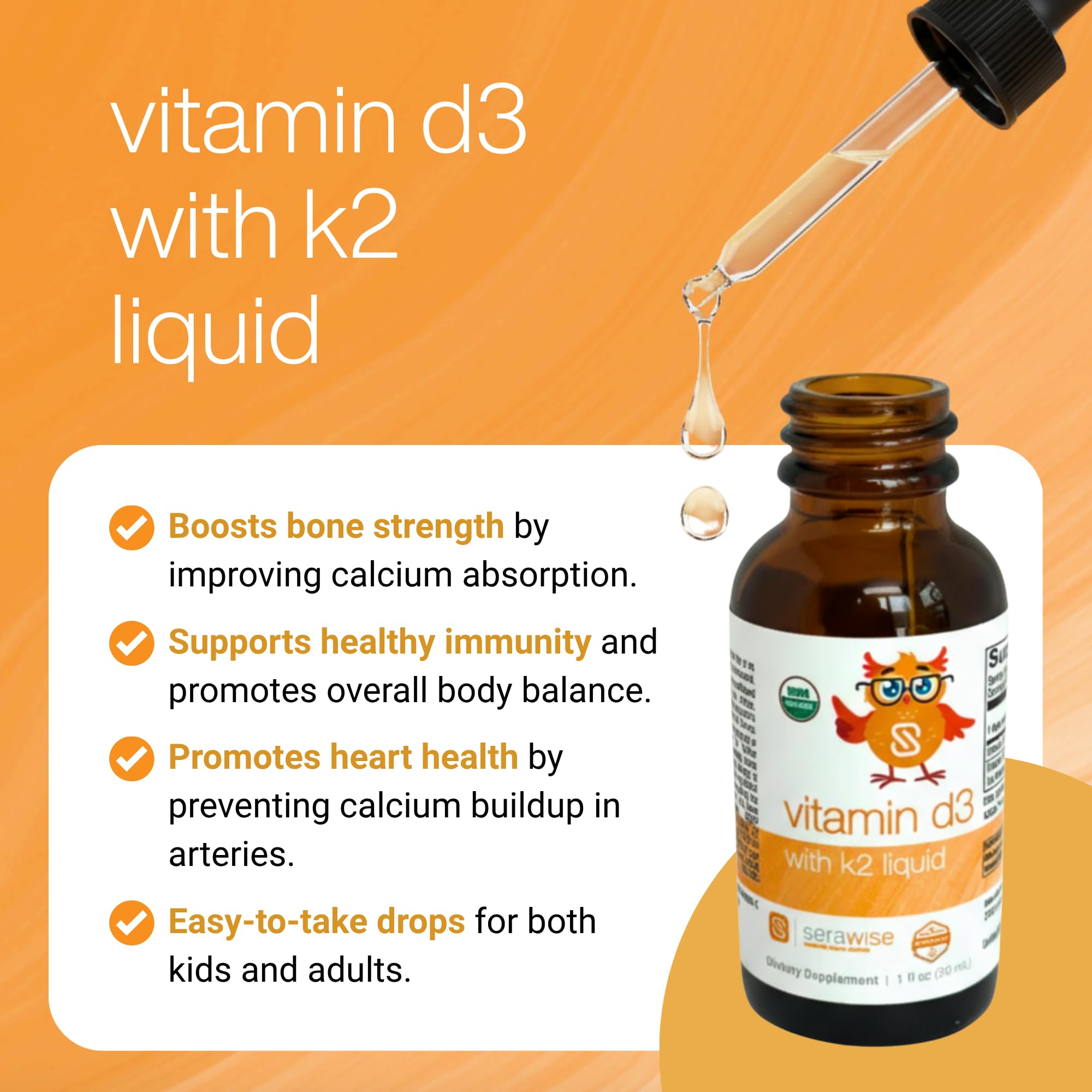 Serawise Sunshine Vitamin D3 + K2 for bone support visuals