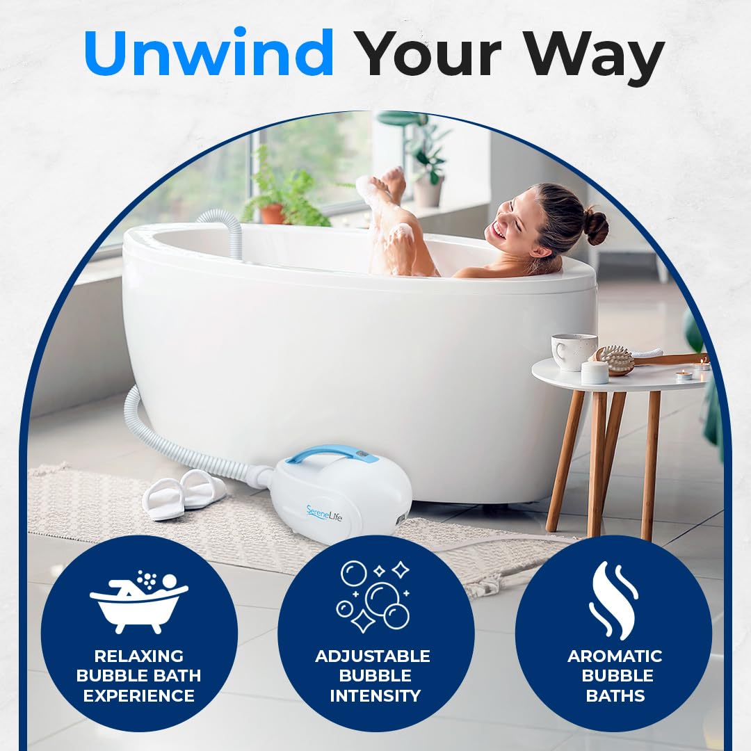 SereneLife air hose connected-bubbles provide gentle massaging action during soaks