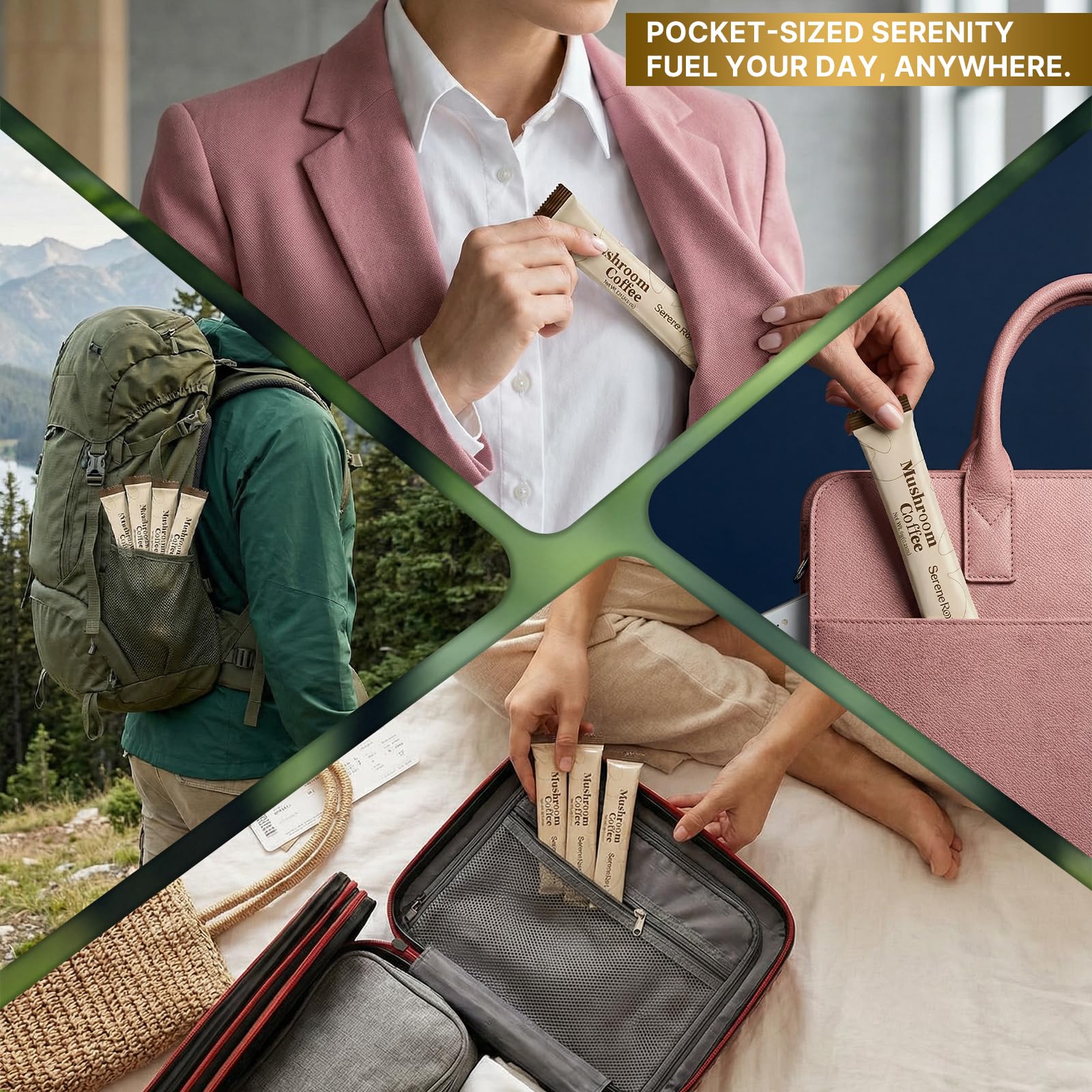 On-the-go lifestyle with SereneRoot in gym bag essentials