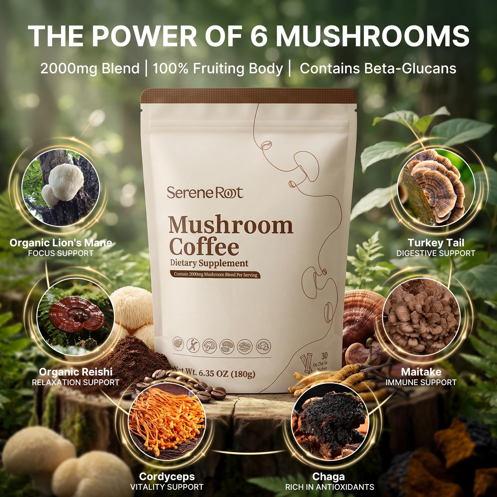 Pouring SereneRoot mushroom coffee into a cup for smooth energy