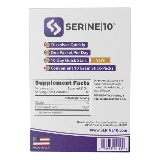 Close-up of a SERINE10 packet dissolving in water for easy intake