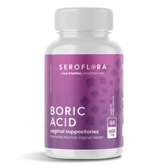 Seroflora boric acid capsules packaging in a neutral, convenient design for daily care