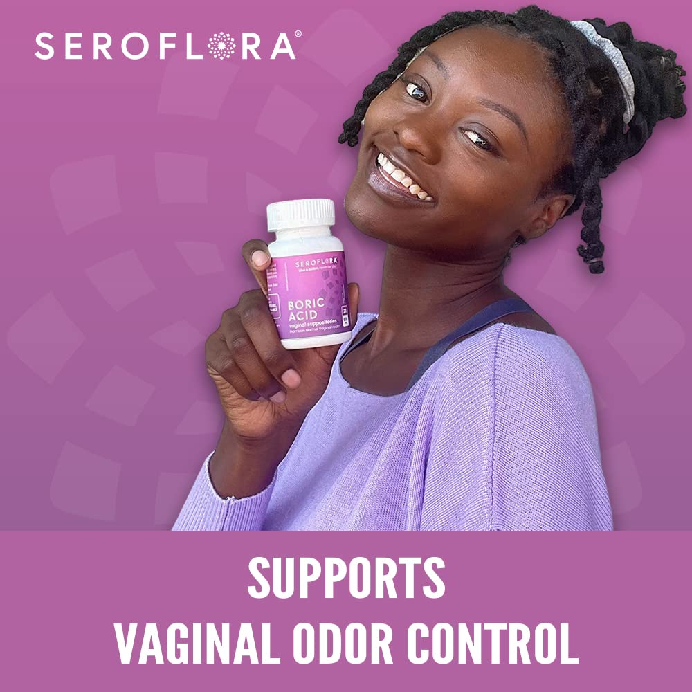 Seroflora boric acid capsules being poured for easy daily dosing