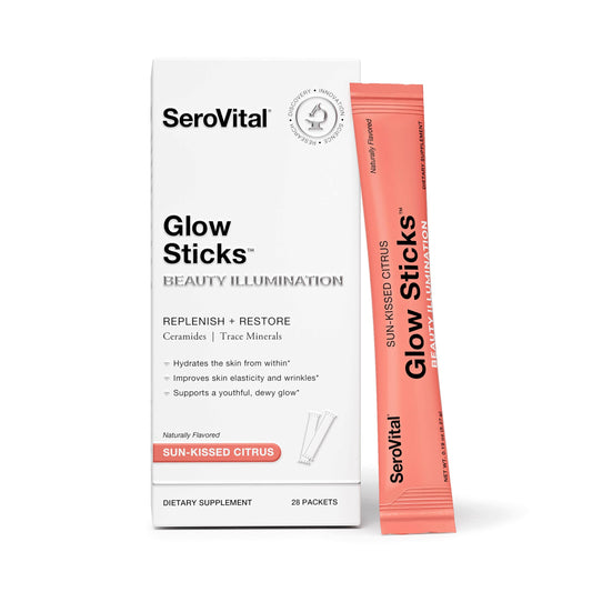 Serovital Glow Sticks bottle pour into a glass for hydration and glow.