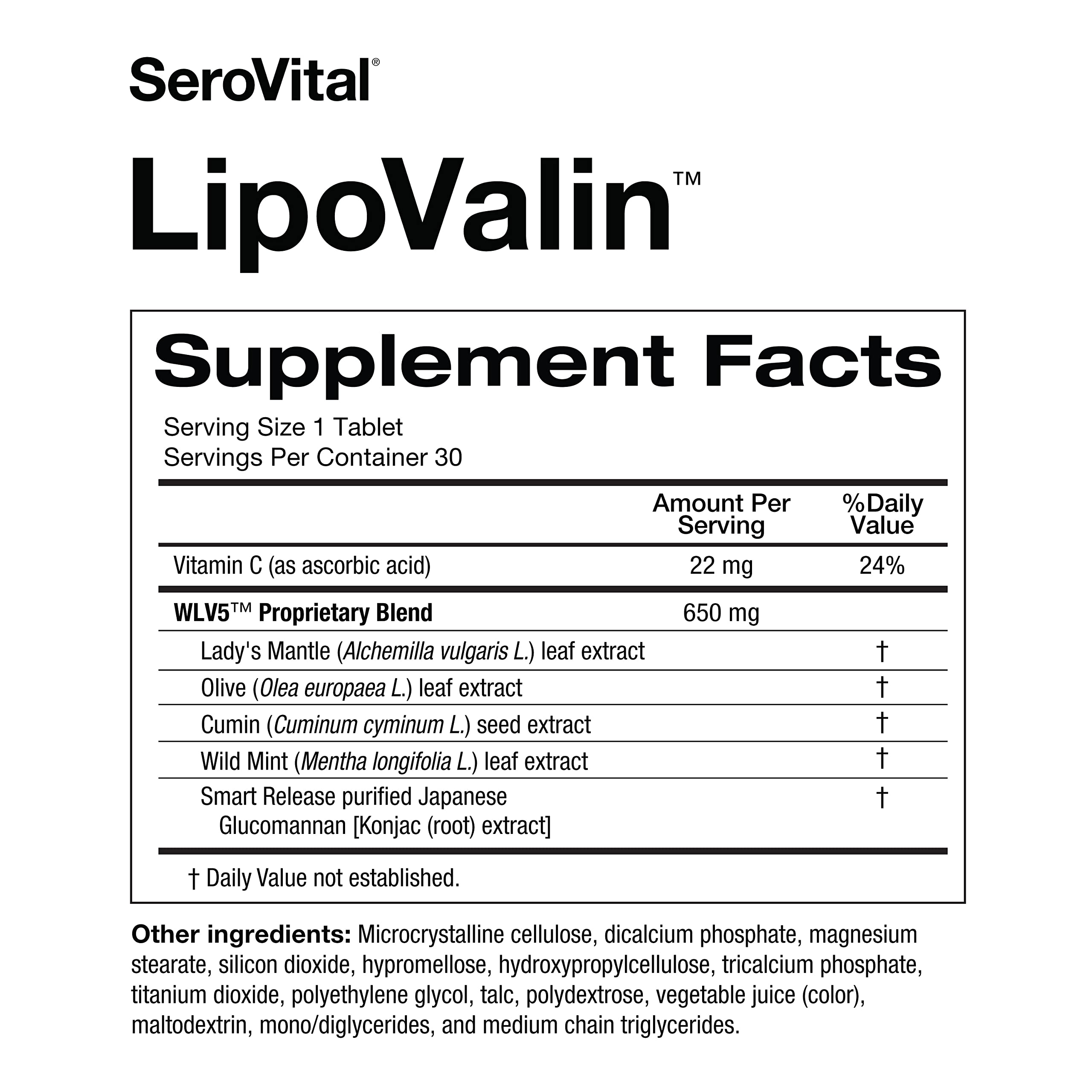 Serovital Lipovalin bottle beside healthy foods for balanced daily routine.