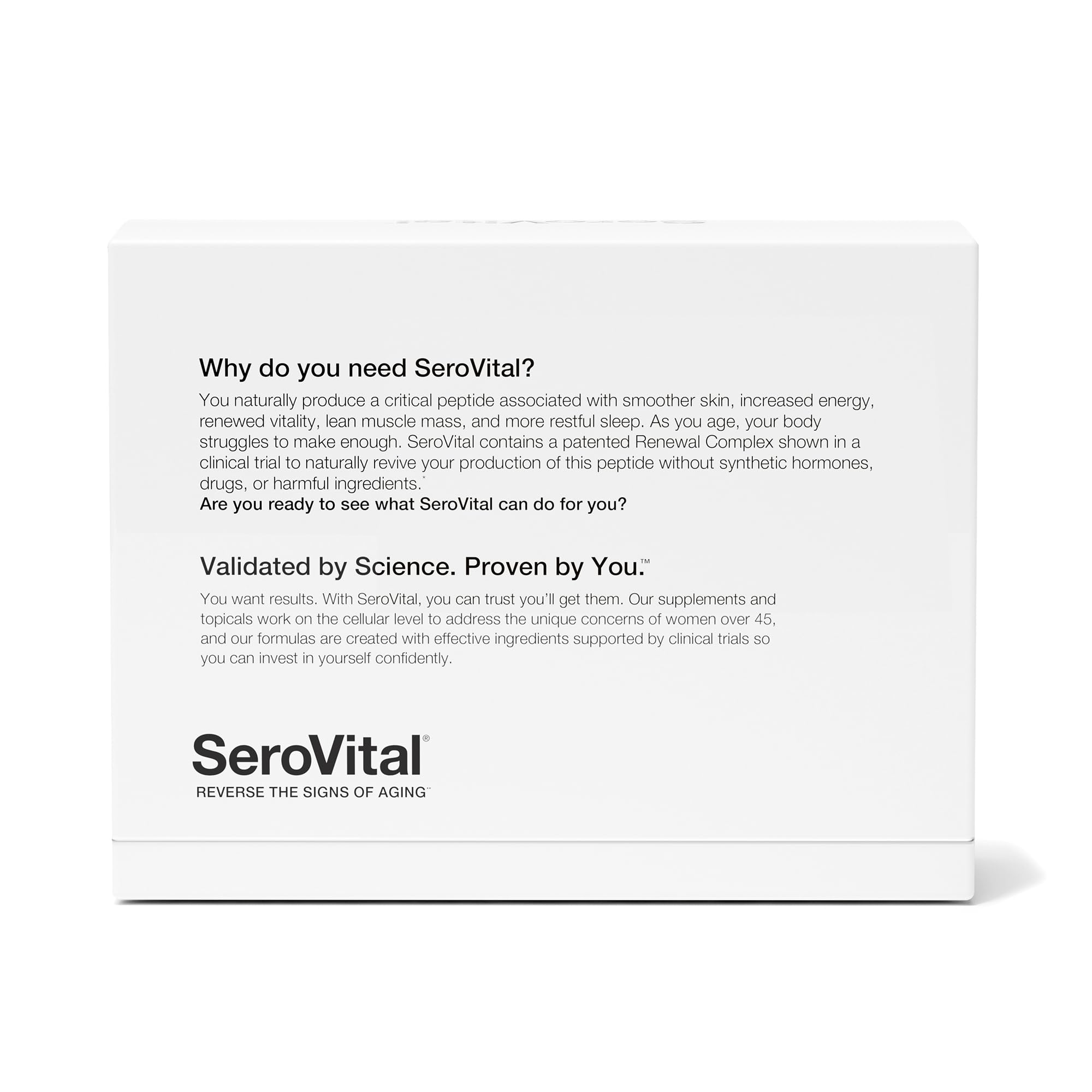 Serovital packaging shows a 30-day supply