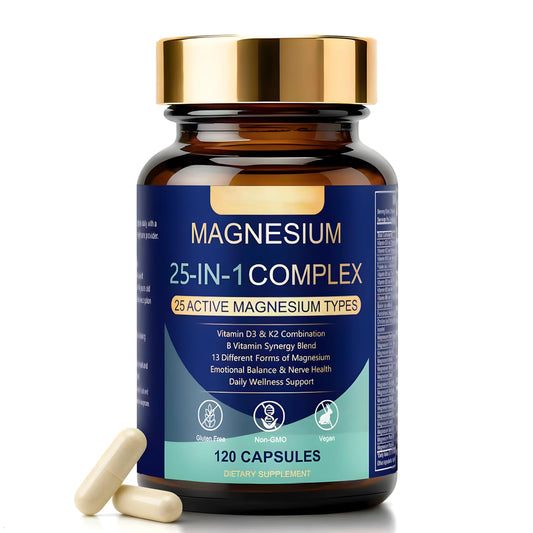 SERSANVE 25-in-1 magnesium complex bottle front supports daily wellness.