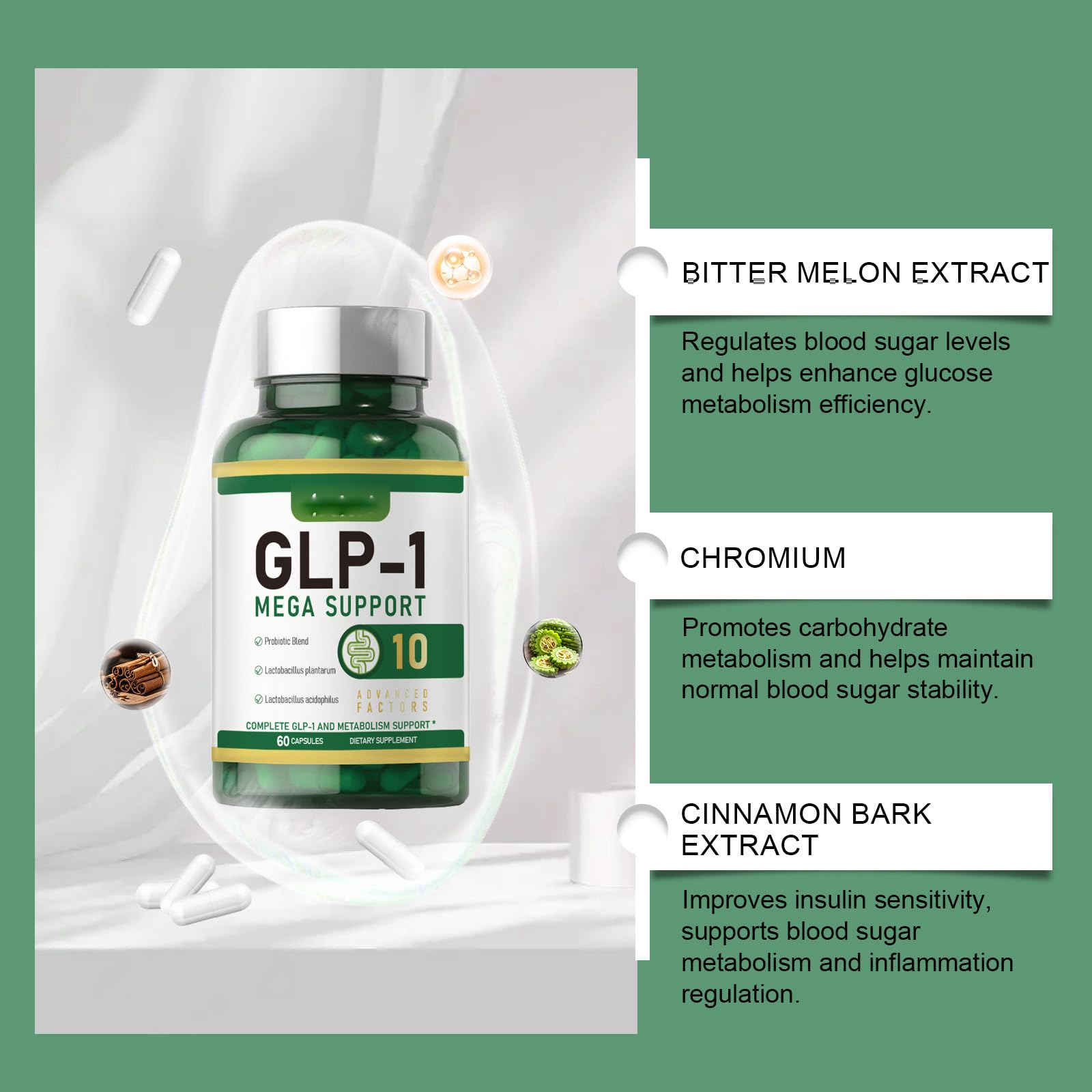 SERSANVE GLP-1 probiotic science panel communicates research-backed benefits.