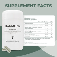 Closeup of Setas Harmony capsules highlights vegan capsules and clean organic ingredients.