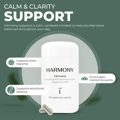 Setas Harmony label on bottle emphasizes organic formulation for stress relief and balance.